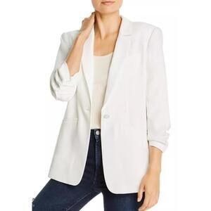New Cinq A Sept Khloe 3/4 Ruched Sleeve Blazer In Ivory Size 8 $395